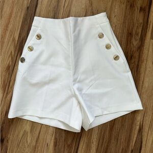 Zara White shorts with gold details